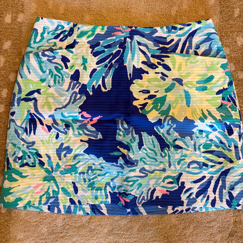 Vibrant Tropical Print Skort - Blue & Green